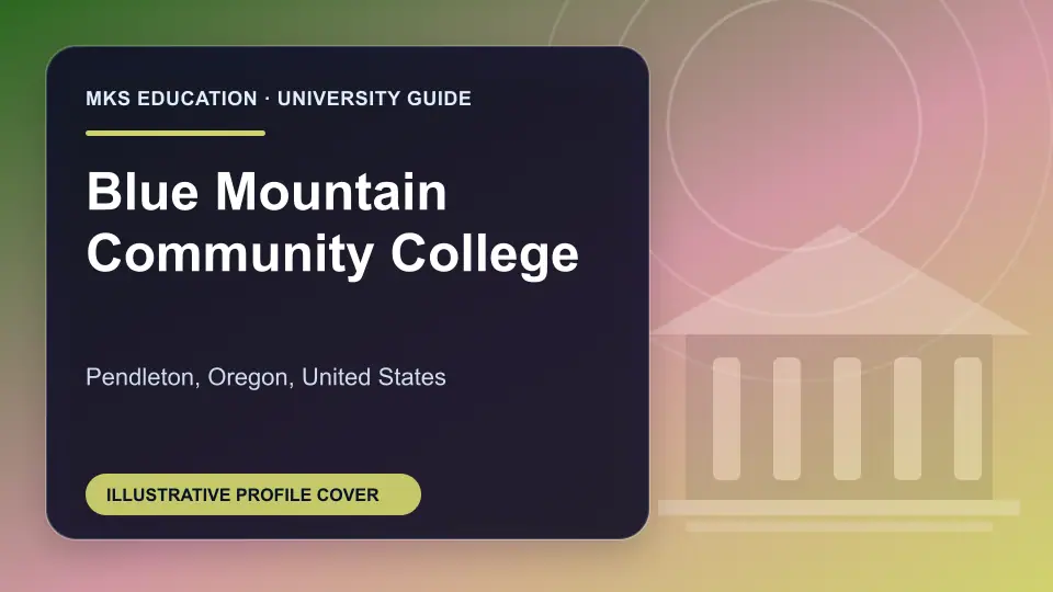 Illustrative MKS Education profile cover for Blue Mountain Community College in the USA