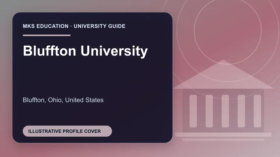 Illustrative MKS Education profile cover for Bluffton University in the USA
