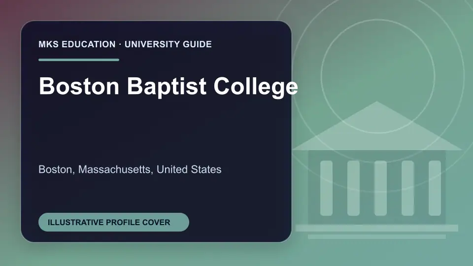Illustrative MKS Education profile cover for Boston Baptist College in the USA