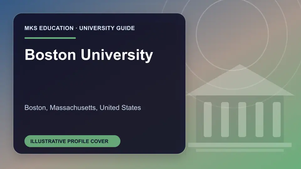 Illustrative MKS Education profile cover for Boston University in the USA