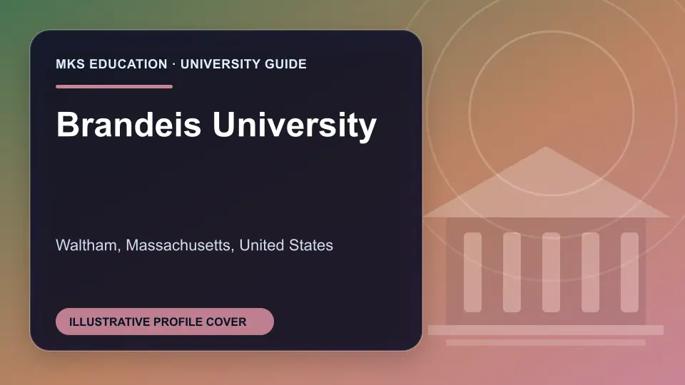 Illustrative MKS Education profile cover for Brandeis University in the USA