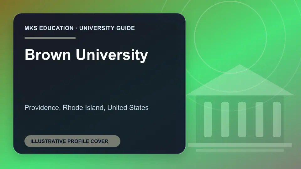 Illustrative MKS Education profile cover for Brown University in the USA