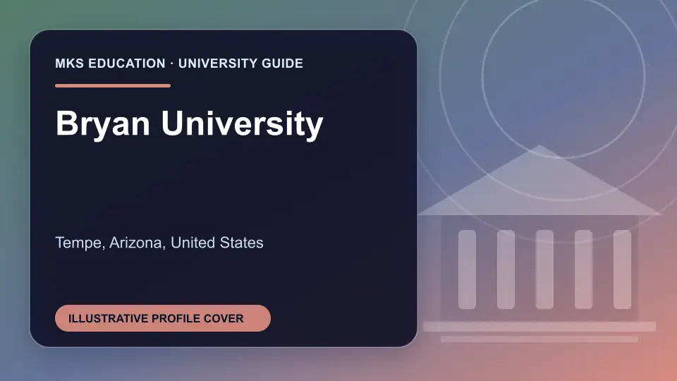 Illustrative MKS Education profile cover for Bryan University in the USA