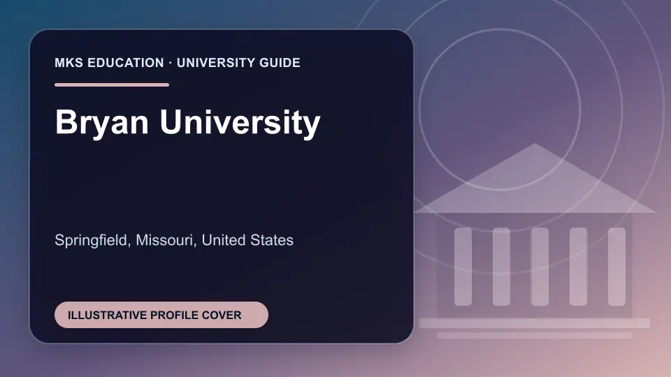 Illustrative MKS Education profile cover for Bryan University in the USA