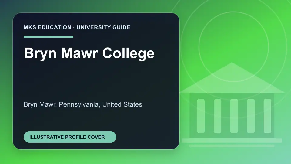 Illustrative MKS Education profile cover for Bryn Mawr College in the USA