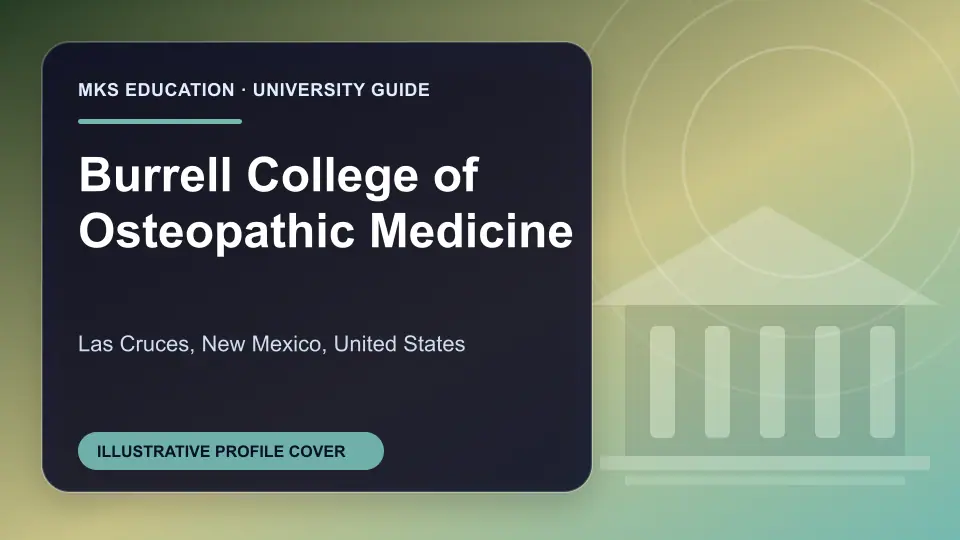 Illustrative MKS Education profile cover for Burrell College of Osteopathic Medicine in the USA