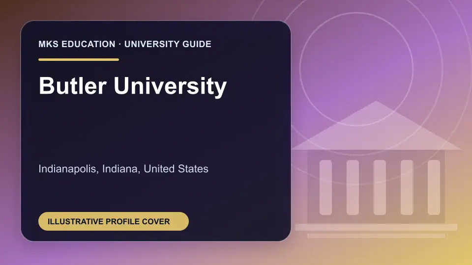 Illustrative MKS Education profile cover for Butler University in the USA