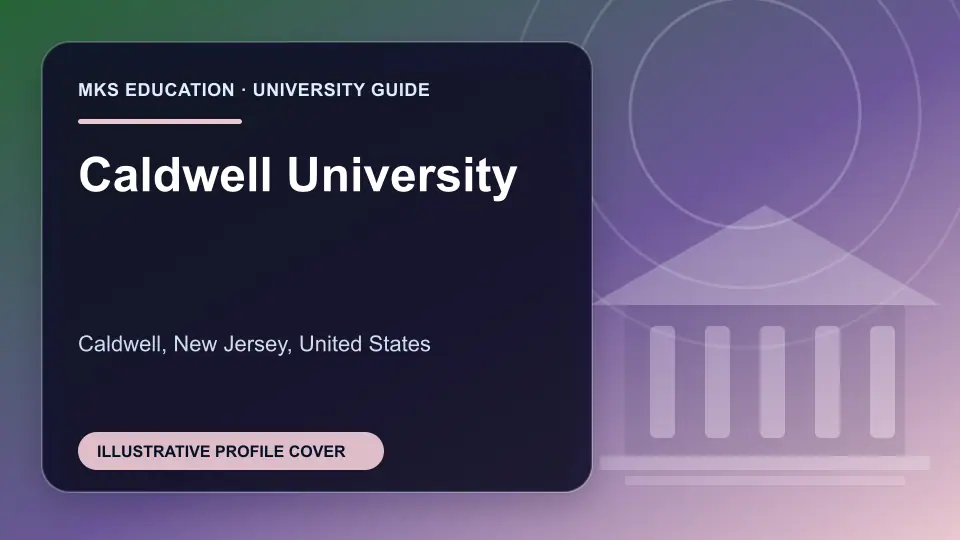 Illustrative MKS Education profile cover for Caldwell University in the USA