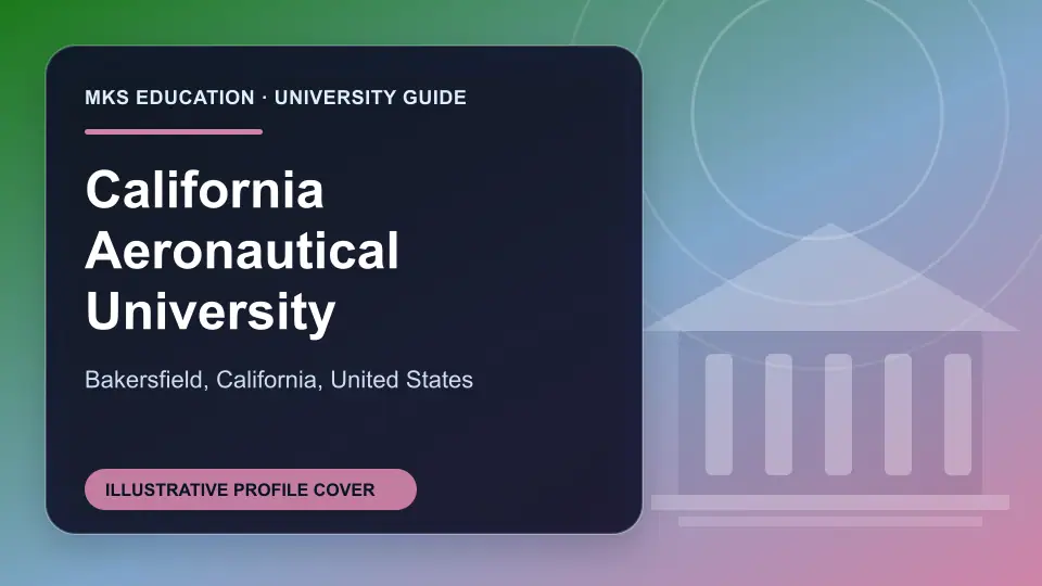 Illustrative MKS Education profile cover for California Aeronautical University in the USA