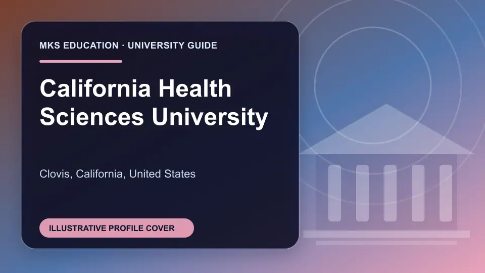 Illustrative MKS Education profile cover for California Health Sciences University in the USA