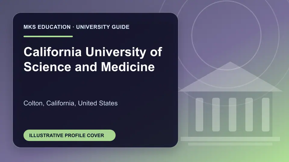 Illustrative MKS Education profile cover for California University of Science and Medicine in the USA