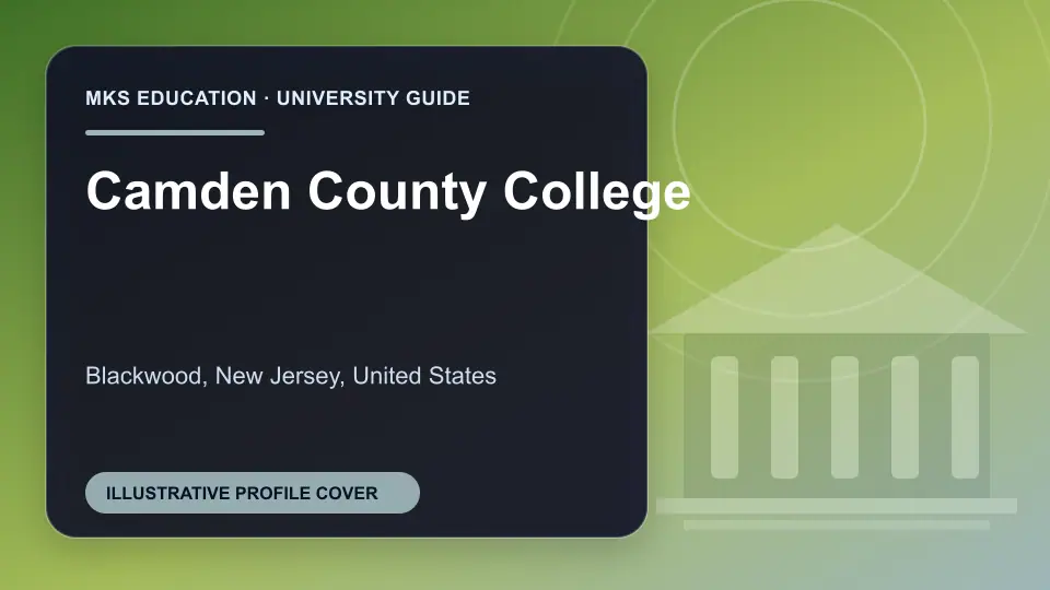 Illustrative MKS Education profile cover for Camden County College in the USA