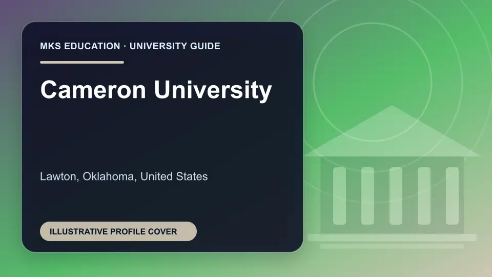 Illustrative MKS Education profile cover for Cameron University in the USA