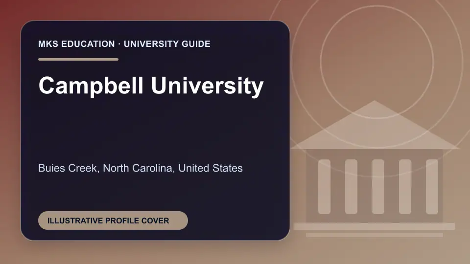 Illustrative MKS Education profile cover for Campbell University in the USA