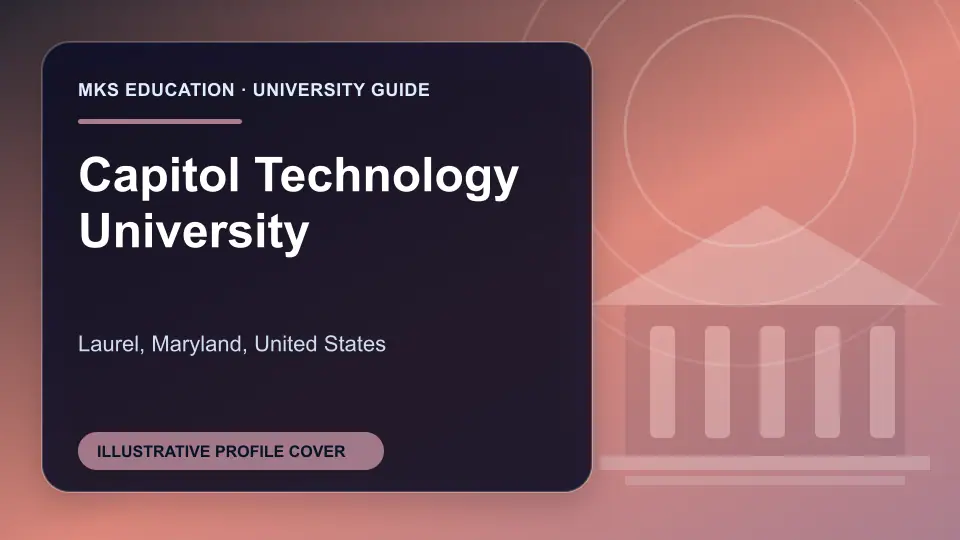 Illustrative MKS Education profile cover for Capitol Technology University in the USA