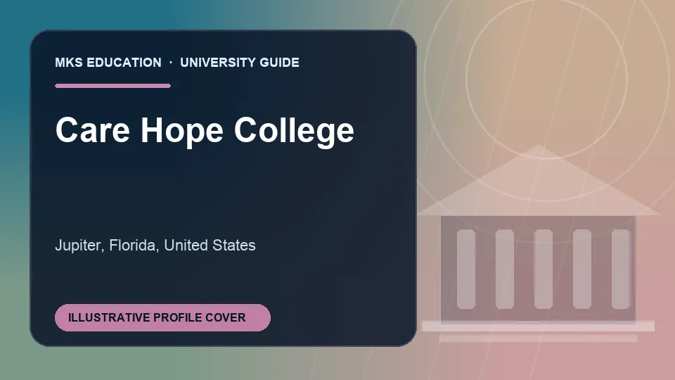 Illustrative MKS Education profile cover for Care Hope College in the USA