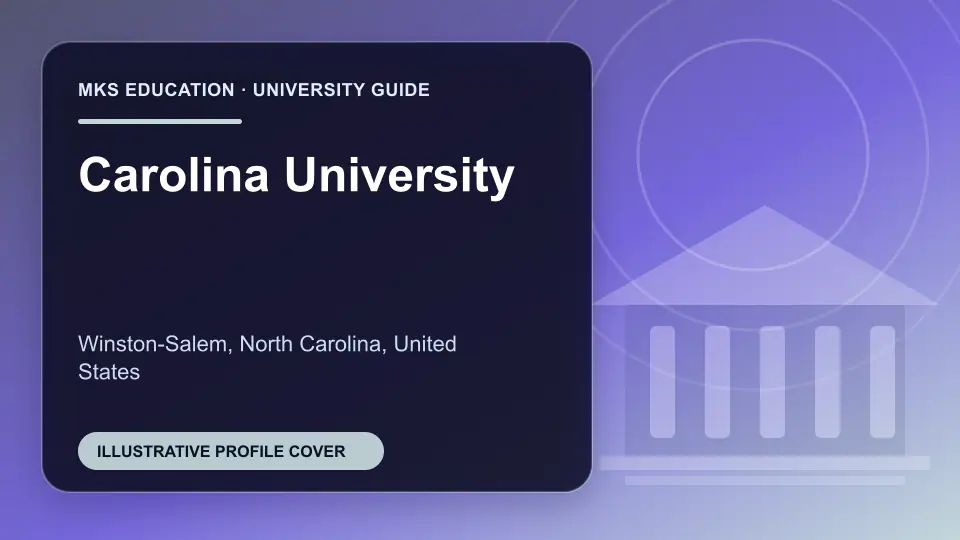 Illustrative MKS Education profile cover for Carolina University in the USA