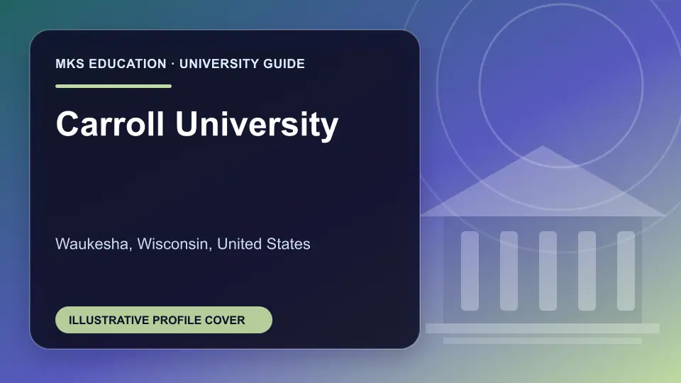 Illustrative MKS Education profile cover for Carroll University in the USA