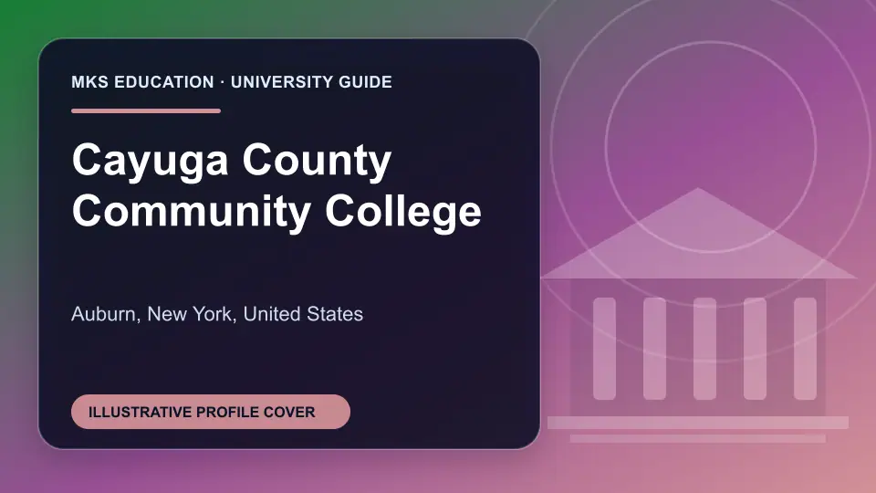 Illustrative MKS Education profile cover for Cayuga County Community College in the USA