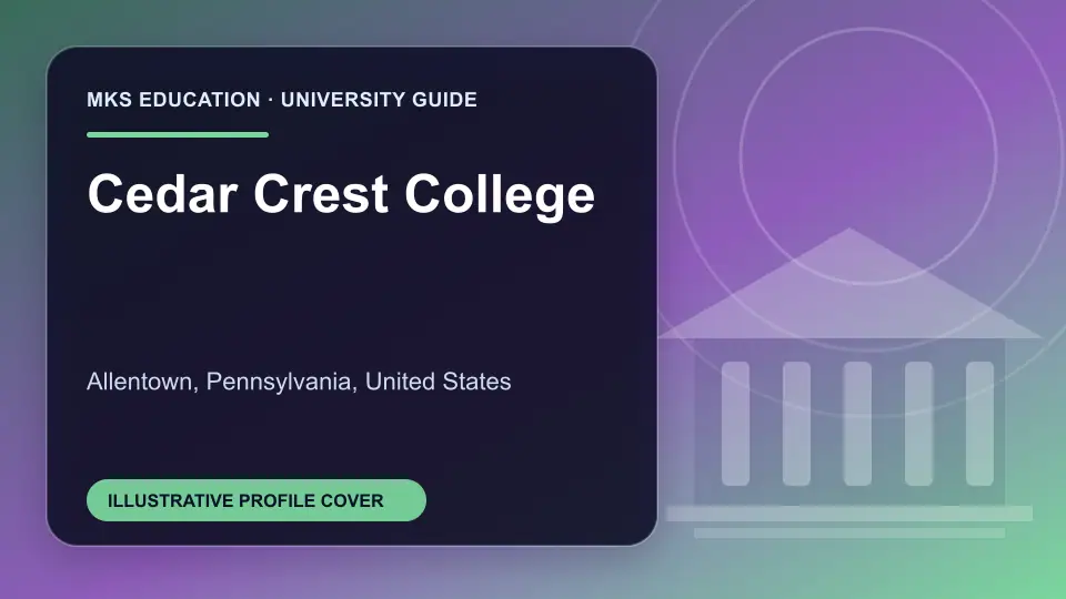 Illustrative MKS Education profile cover for Cedar Crest College in the USA