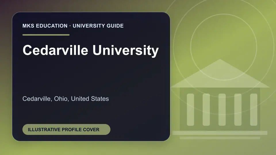 Illustrative MKS Education profile cover for Cedarville University in the USA