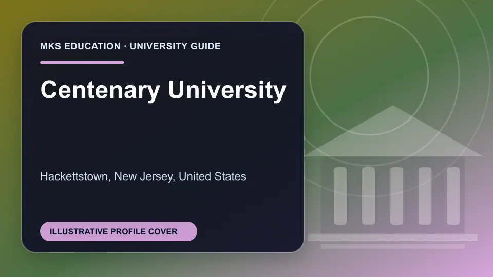 Illustrative MKS Education profile cover for Centenary University in the USA