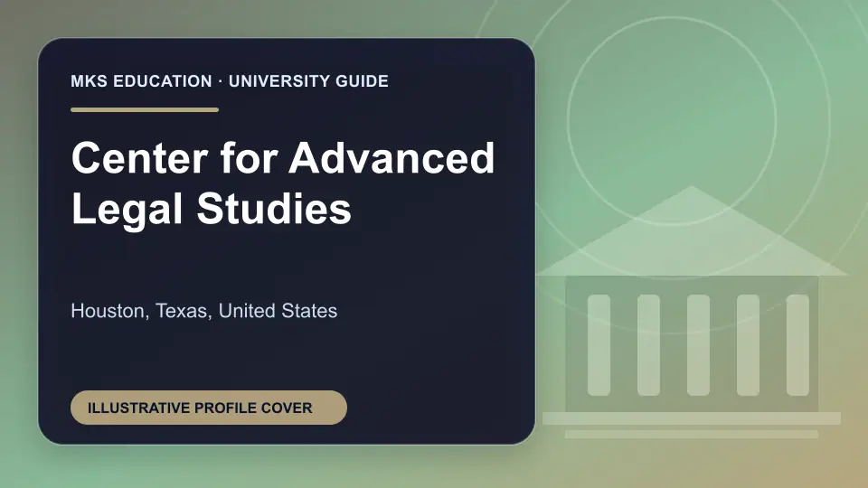 Illustrative MKS Education profile cover for Center for Advanced Legal Studies in the USA