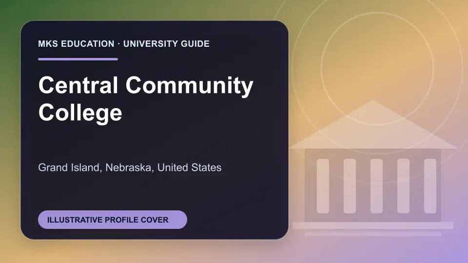 Illustrative MKS Education profile cover for Central Community College in the USA