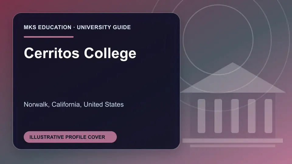 Illustrative MKS Education profile cover for Cerritos College in the USA