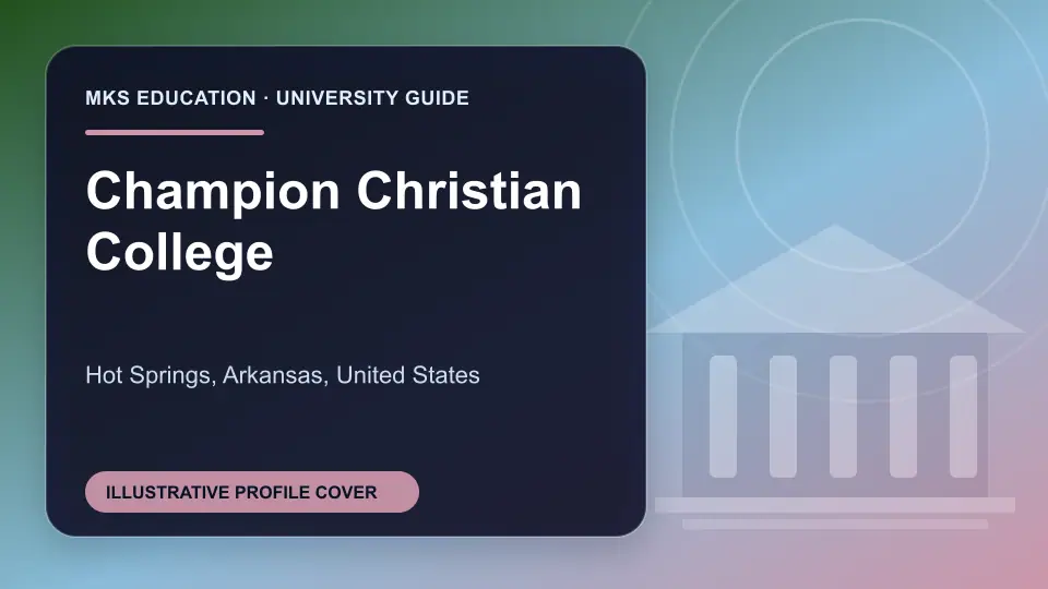 Illustrative MKS Education profile cover for Champion Christian College in the USA