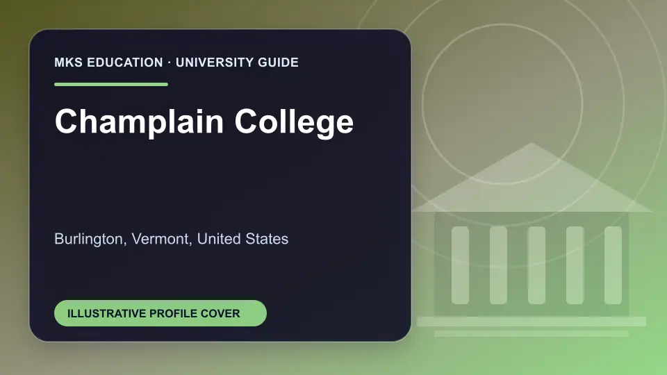 Illustrative MKS Education profile cover for Champlain College in the USA