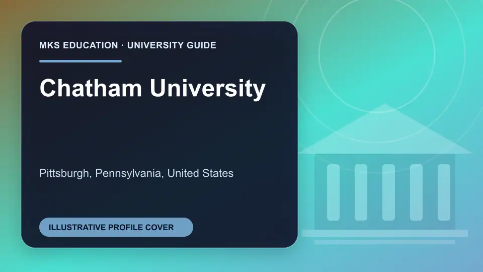 Illustrative MKS Education profile cover for Chatham University in the USA
