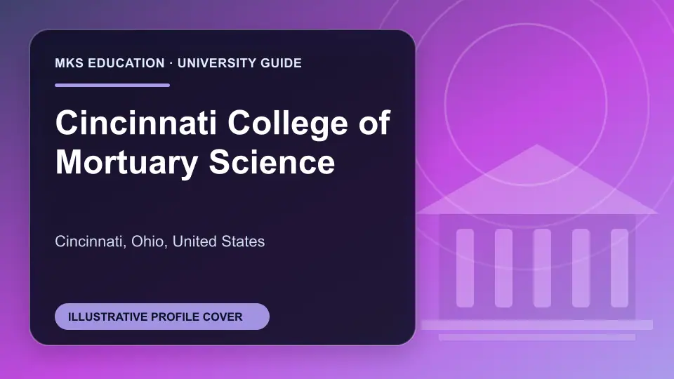 Illustrative MKS Education profile cover for Cincinnati College of Mortuary Science in the USA