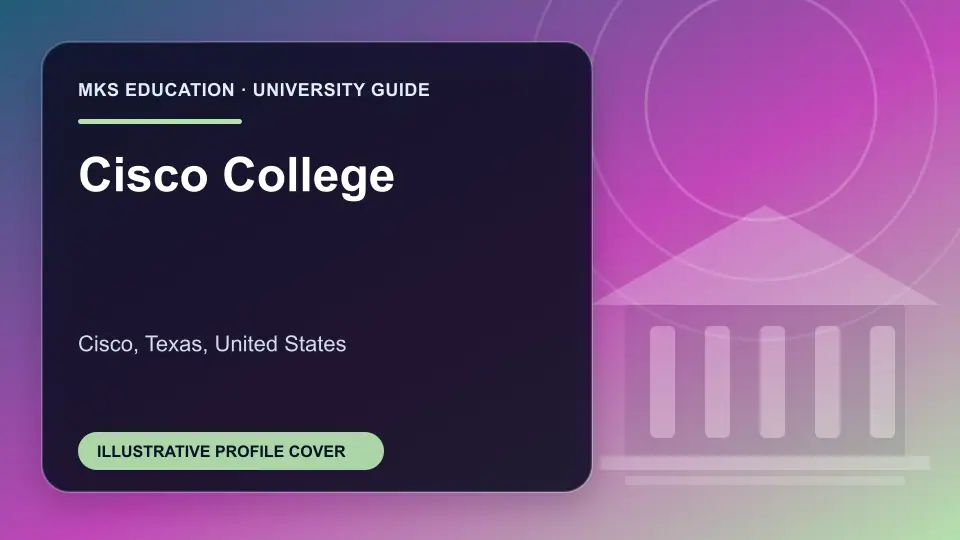 Illustrative MKS Education profile cover for Cisco College in the USA