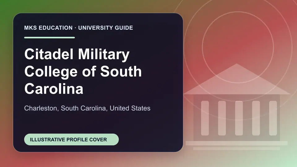 Illustrative MKS Education profile cover for Citadel Military College of South Carolina in the USA