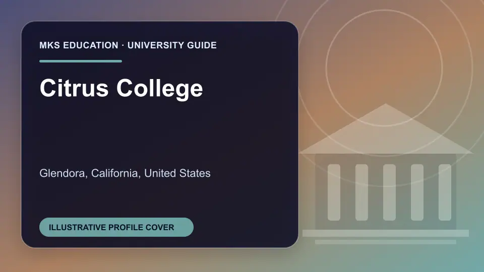 Illustrative MKS Education profile cover for Citrus College in the USA