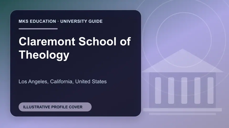 Illustrative MKS Education profile cover for Claremont School of Theology in the USA
