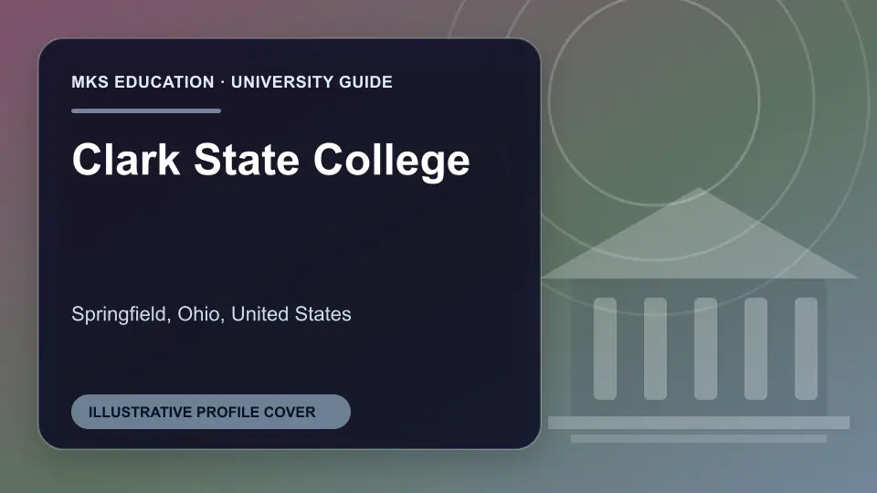 Illustrative MKS Education profile cover for Clark State College in the USA