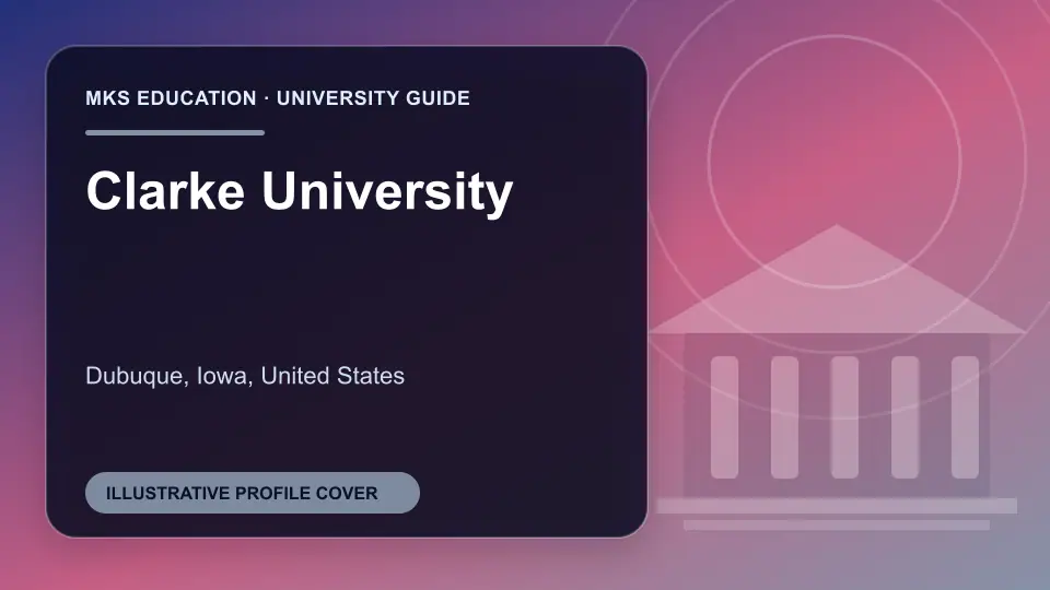 Illustrative MKS Education profile cover for Clarke University in the USA