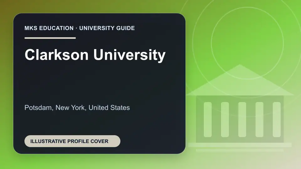 Illustrative MKS Education profile cover for Clarkson University in the USA
