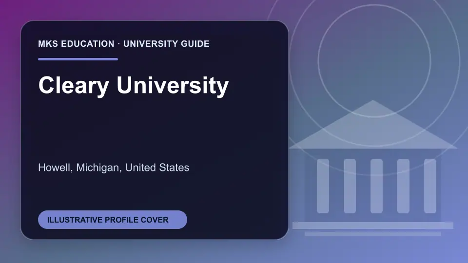 Illustrative MKS Education profile cover for Cleary University in the USA