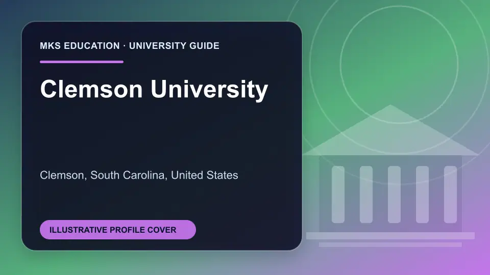 Illustrative MKS Education profile cover for Clemson University in the USA