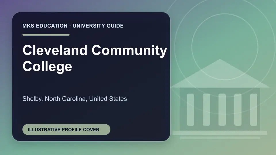 Illustrative MKS Education profile cover for Cleveland Community College in the USA