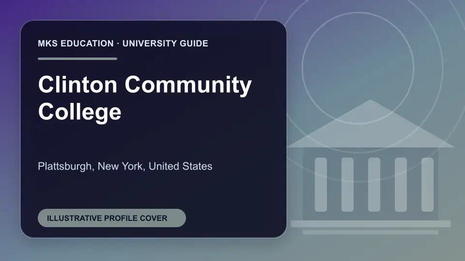 Illustrative MKS Education profile cover for Clinton Community College in the USA