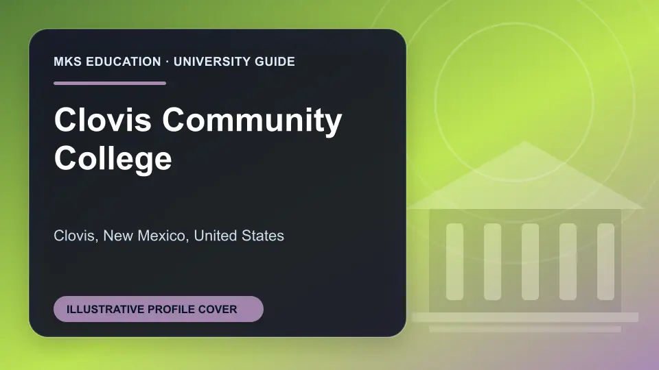 Illustrative MKS Education profile cover for Clovis Community College in the USA