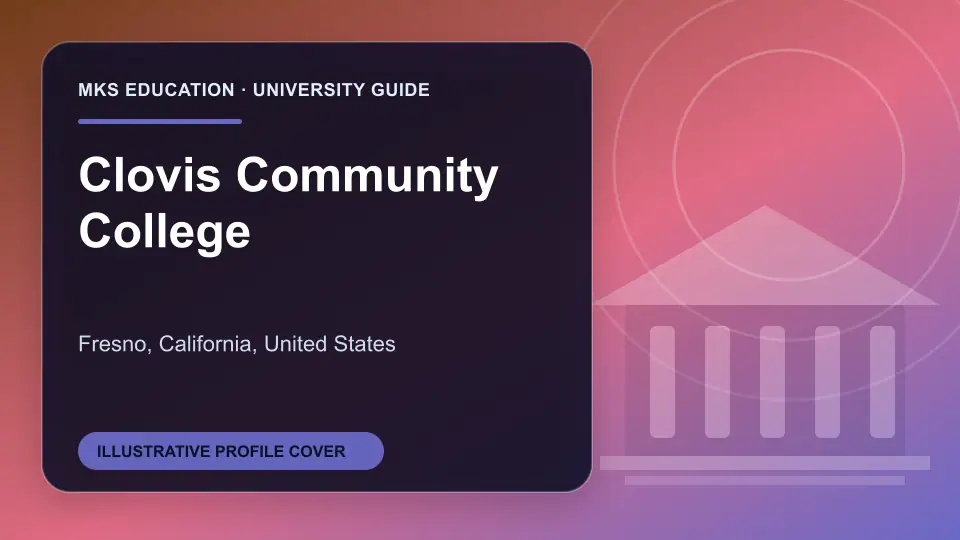 Illustrative MKS Education profile cover for Clovis Community College in the USA