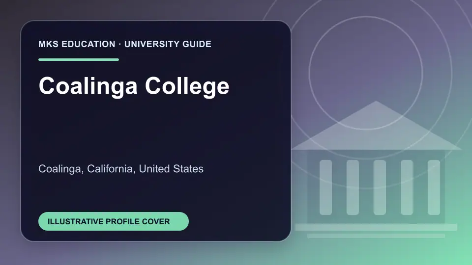 Illustrative MKS Education profile cover for Coalinga College in the USA