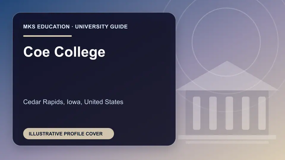 Illustrative MKS Education profile cover for Coe College in the USA