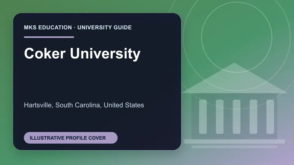 Illustrative MKS Education profile cover for Coker University in the USA