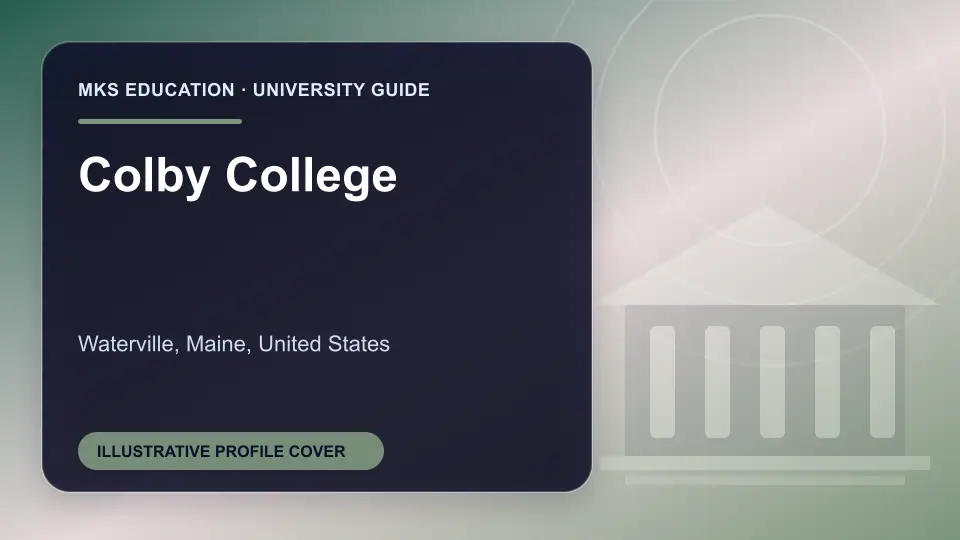 Illustrative MKS Education profile cover for Colby College in the USA